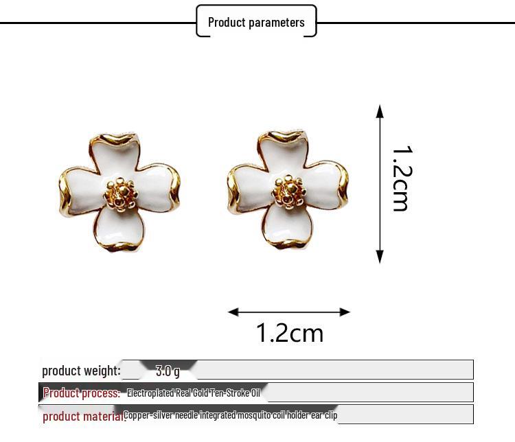 Tea Flower Mosquito Coil Holder Earrings, No-Pierce, Painless French Style for Women