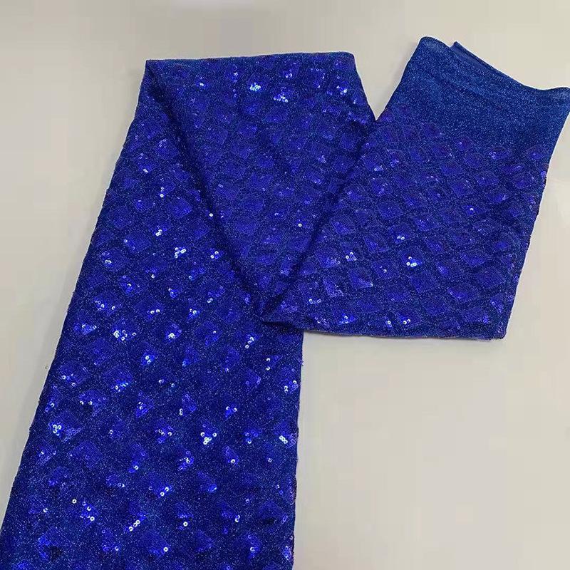 

Glitter Fashion Diamond Check Sequins Embroidered Children s Bags Shoe Material Sequins Clothing Fabric Accessories 1Yard королевский синий