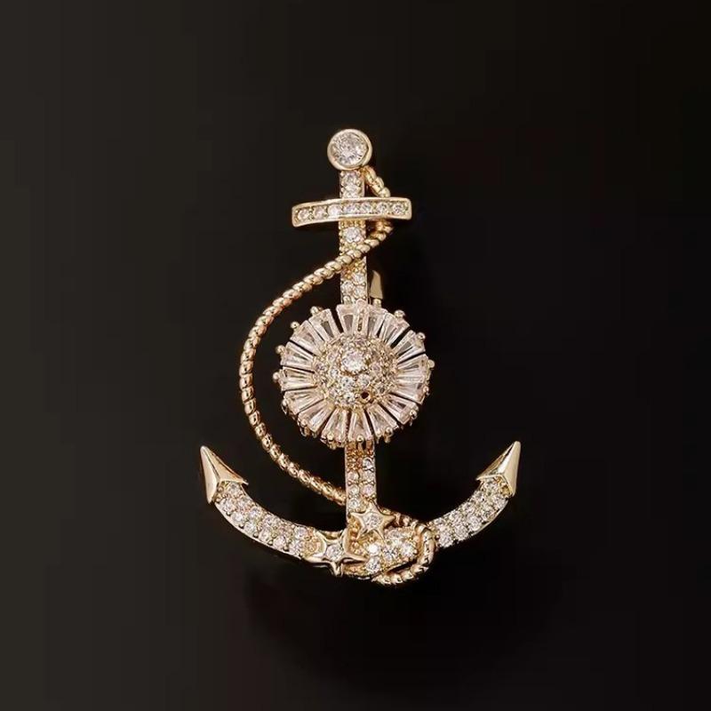 "Ride The Wind and Break The Waves Brooch, Personalized Anchor Brooch, Niche Design Sense Brooch, Suit Accessory.