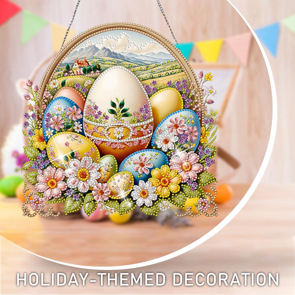 Easter Single-Sided Diamond Art Hanging Pendant Diamond Painting Home Decor Diamond Painting Hanging Pendant for Home Wall Decor