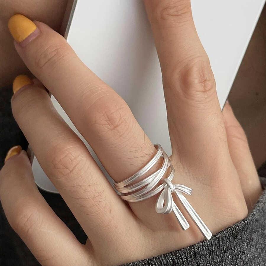 925 Silver Rings INS Fashion Hip Hop Vintage Couples Adjustable Jewelry Hollow Lines Punk Thai Silver Party