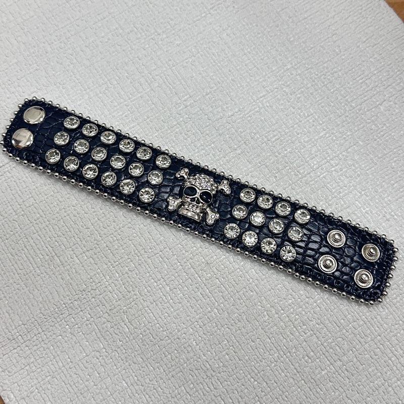 Meier Hip-hop punk cross rhinestone bracelet - diamond-accented pu leather jewelry