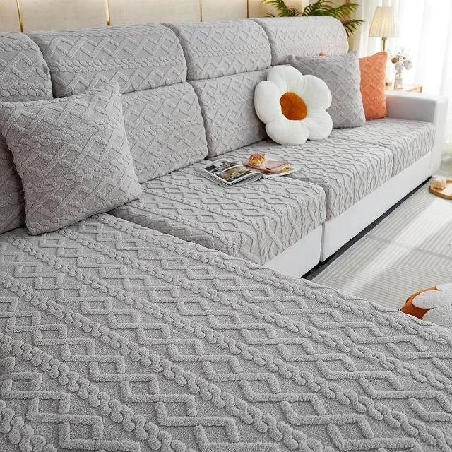 

Роскошные Толстые Чехлы на Подушки Дивана Однотонные Эластичные Чехлы на Диван Жаккардовые Спандекс Чехлы на Диван Гостиная Тепло Зимой 45x45cm Pillowcase светло-серый