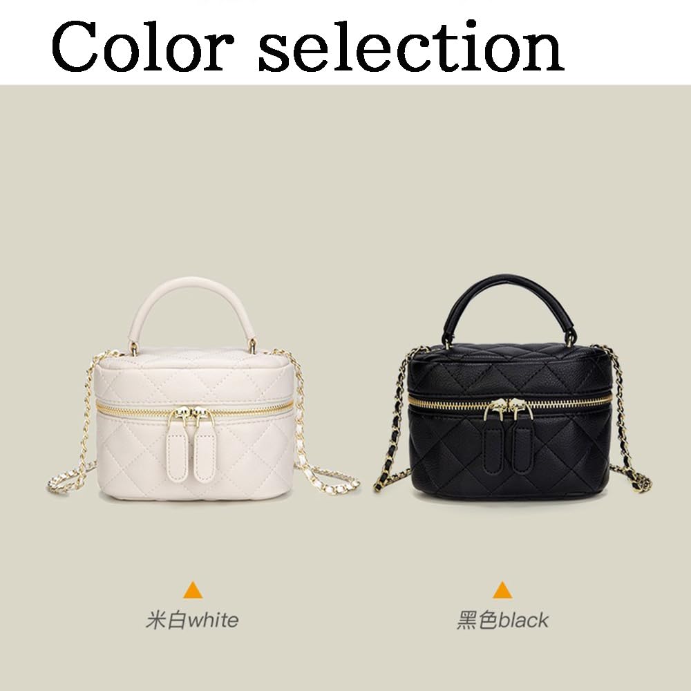 Gesteppte Kosmetiktasche Umhängetasche Kettentasche Stilvolle Crossbody Leichtgewichtige 2-Wege [LEOLEO] Damen (Schwarz)