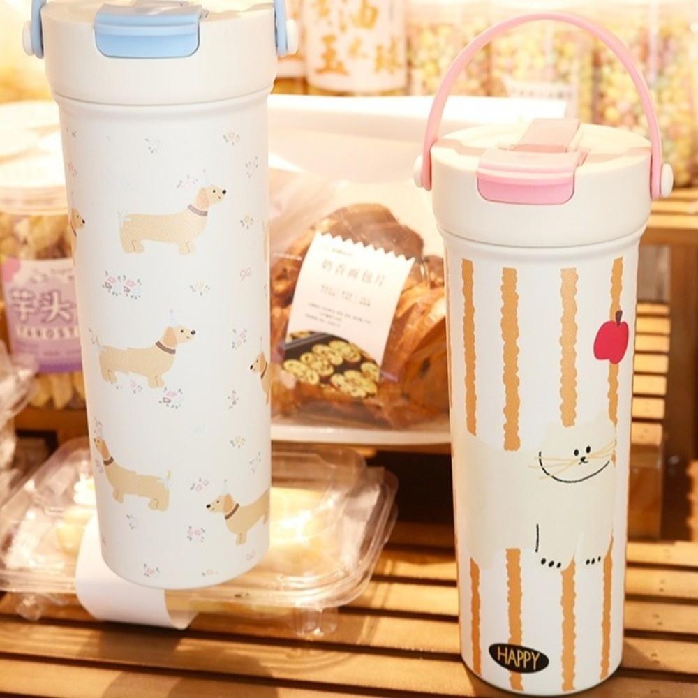 Leak-proof Insulated Cup 600ml Vacuum Flasks Water Bottle Travel Tumbler  Cold Drink