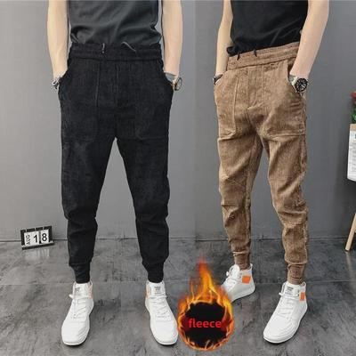 Men's Slim-Fit Corduroy Harem Sweatpants - Plus Velvet, Spring/Autumn Style