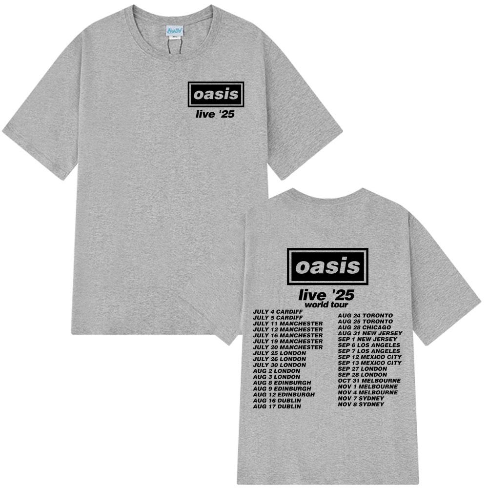 British Rock Band O-Oasis Live 25 Tour T Shirt Men Women Gothic Vintage Oversized T-shirt Men Women Cotton Short Sleeve T-shirts