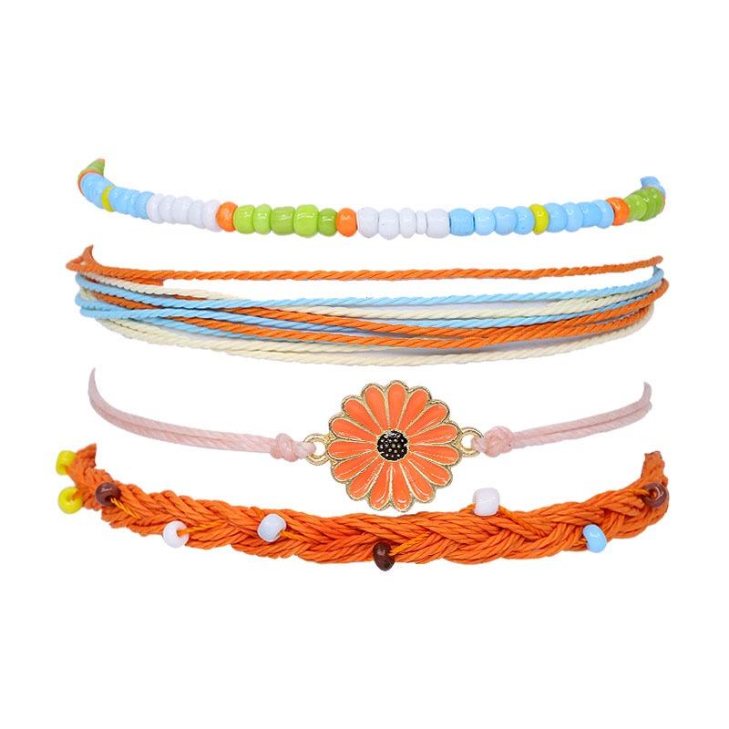 Bracelet Friendship Daisy Hand Made Anklet Flower Pendant Girls Gifts Kids Decor