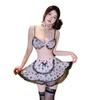 Erotic underwear, deep breasts, sexy nightgown, bow maid uniform set, polka dot mesh maid outfit, free of charge.