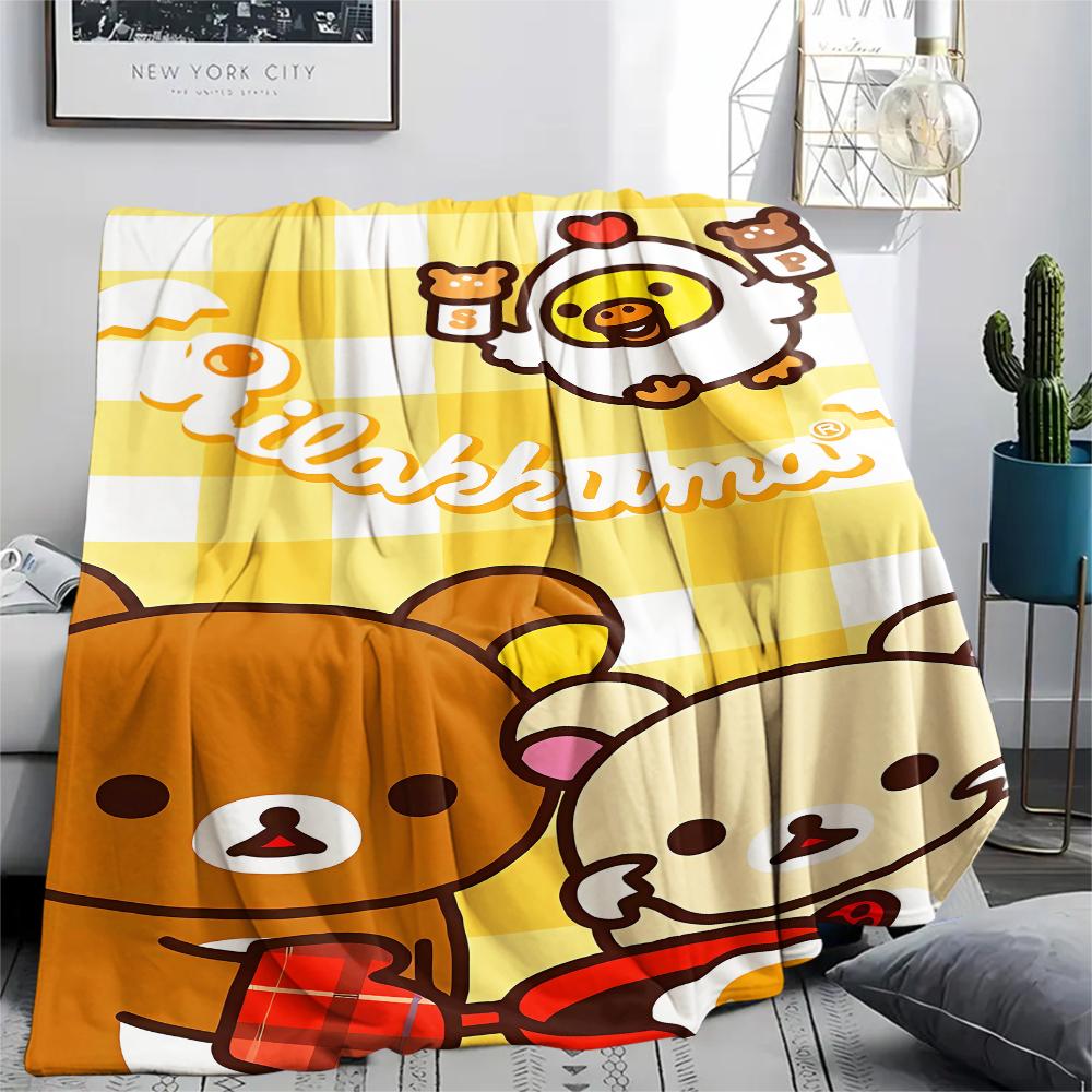 1PC Rilakkuma Print Flannel Blanket, High quality All Seasons, Home Decor, Warmth and Comfort, Perfect for Christmas Gifts