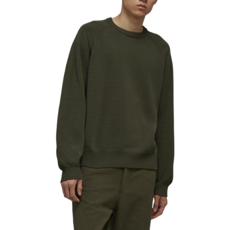 Y-3 FW22 Logo Print Crew Neck Long Sleeve Sweater Men sweater Dark-Green HT4501