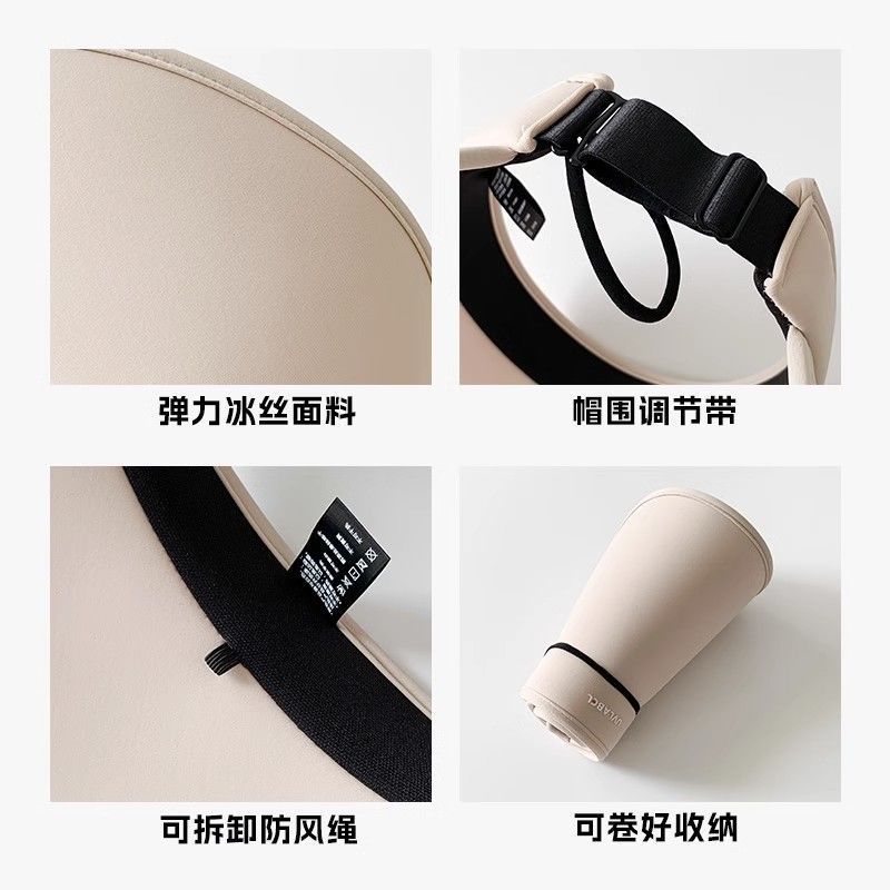 Wrap-around Full Face Sunscreen Hat Women's Summer Big Brim Empty Top Sun Hat Cycling UV Protection Ice Silk Sun Hat