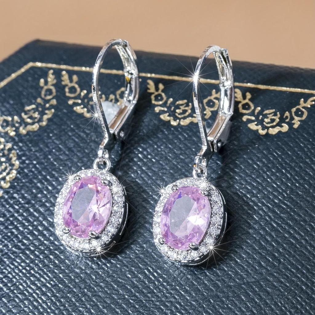 Elegant cubic zirconia pendant earrings, sparkling engagement earrings for women, sweet and elegant jewelry