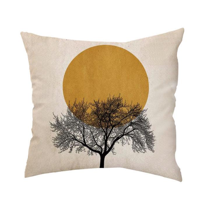 Simple Sunset Branch Landscape Pillow Short Plush Printed Pillow Case Sofa Backrest Decorative Backrest Cover