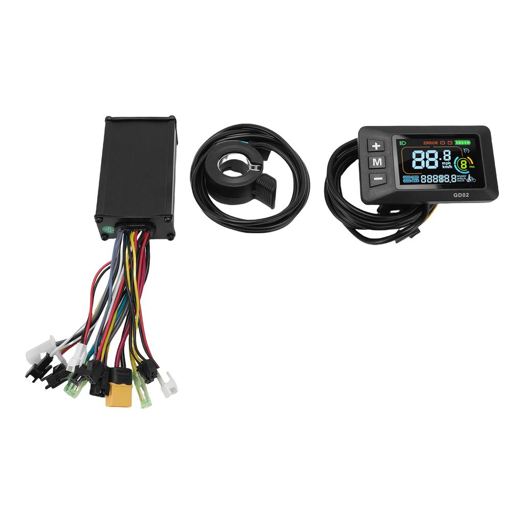 Electric Motor Controller Kit 15A Controller LCD GD02 Color Display with 130X Thumb Throttle for 36V