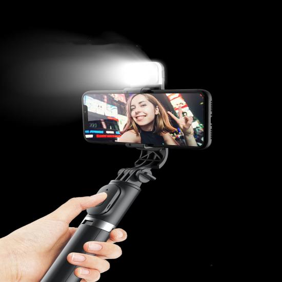 New Q02S Bluetooth Self Shooting Rod Light Filling Universal Desktop Mobile Live Broadcast Stand Floor Tripod