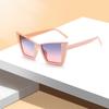 Vintage Large Size Cat Eye Shaped Fashionable Sunglasses For Women Square Shades Eyewear New Double Bridge Gradient Uv400 Sun