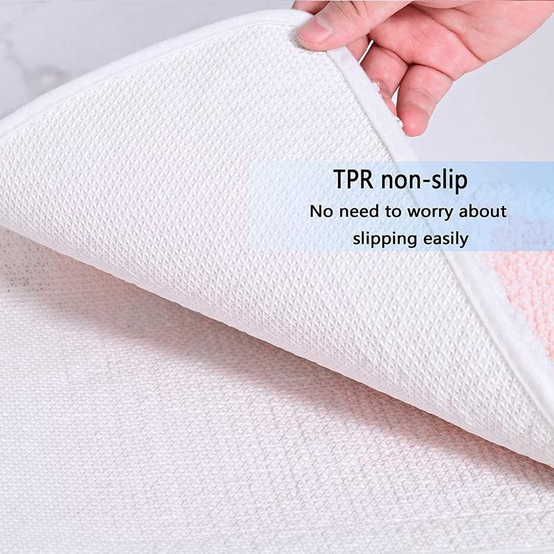 Inyahome Daisy Flower Bath Rugs Fluffy Soft Fiber Mat Non Slip Bathmat Plush Bathroom Rug for Bathroom Shower Room Floor Carpets