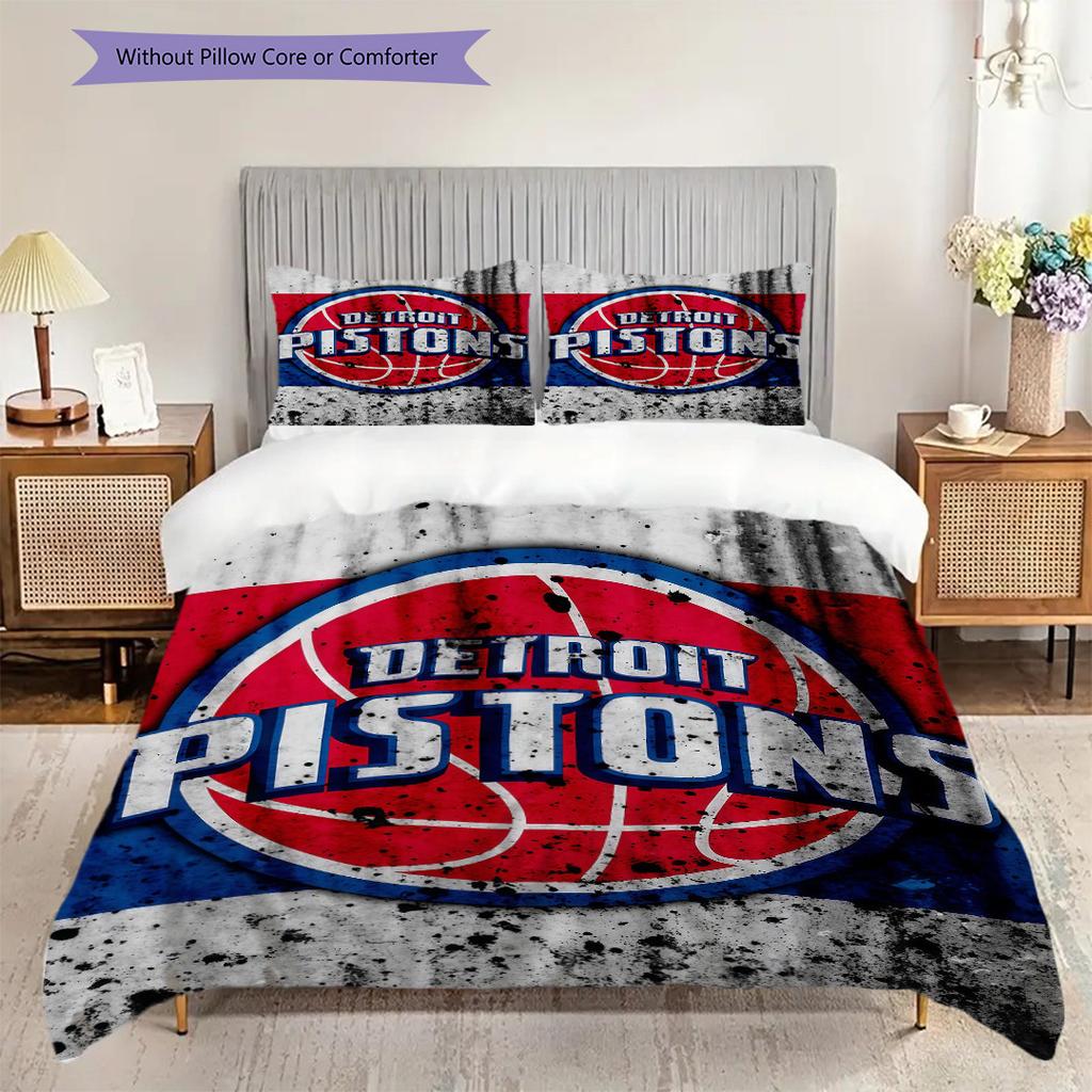 Vibrant Detroit Pistons Logo Art Three-piece set(1 * duvet cover + 2 * pillowcase, without core) Bedding set Christmas birthday gift