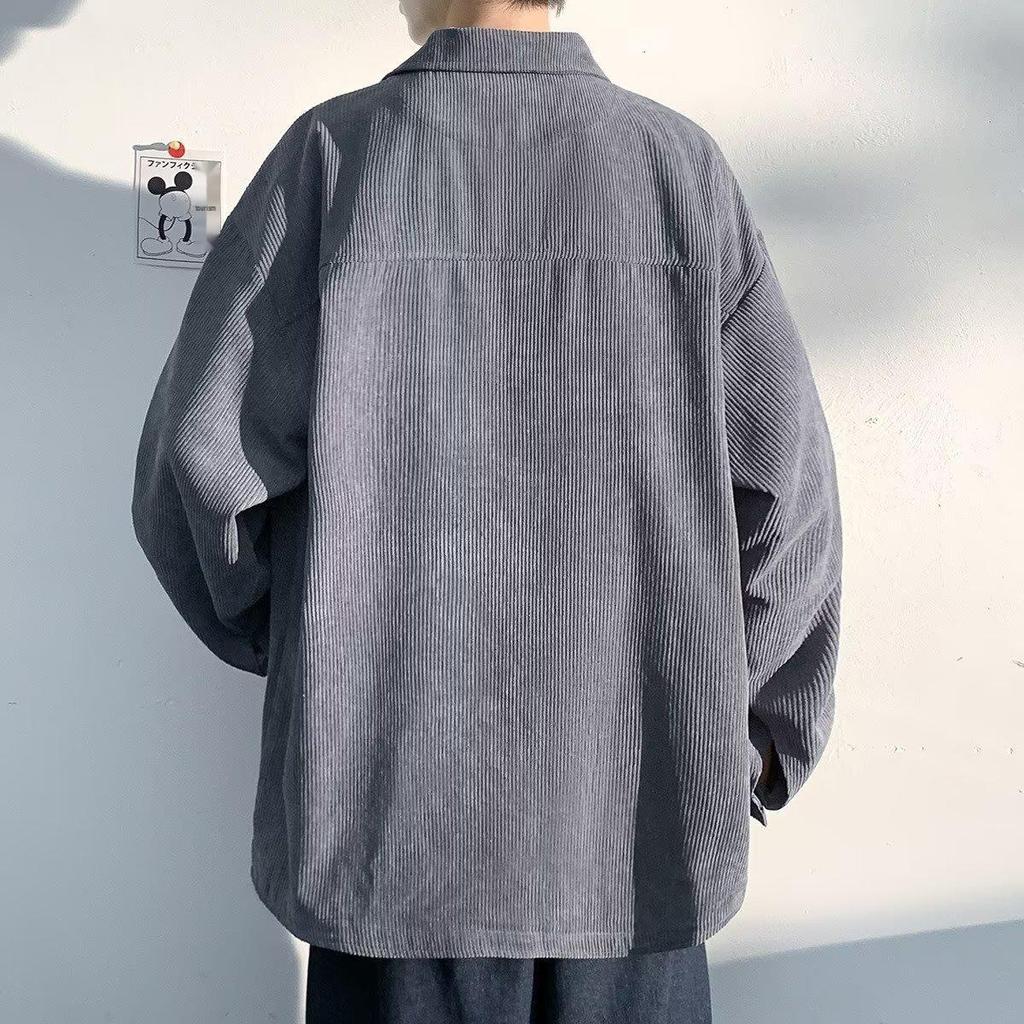 Herren Trendige Locker Geschnittene Cordjacke im Koreanischen Stil