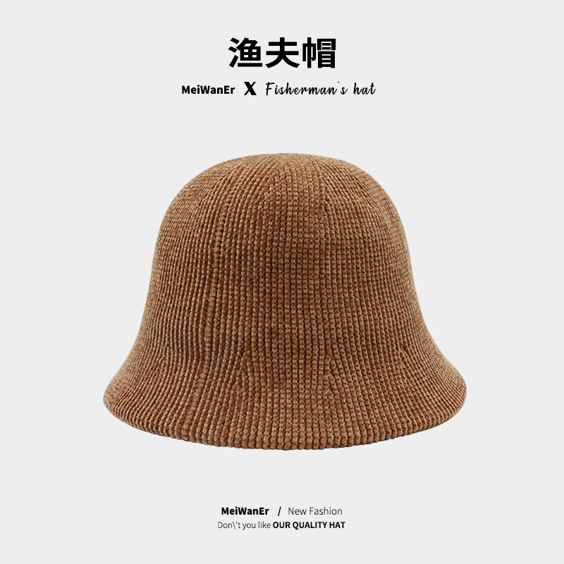 Шляпа Женская Японская Простая Вязаная Шляпа-Ведро Большой Обхват Головы Делает Лицо Меньше Солнцезащитная Дышащая Шляпа-Ведро 54-58cm