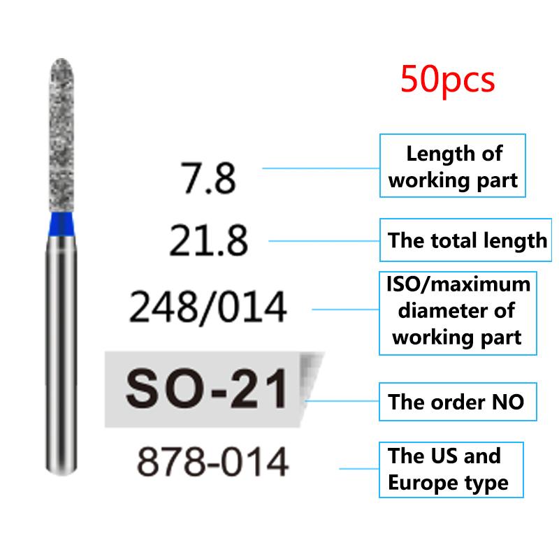 50Pcs Dental Diamond Burs Drill FG 1 6Mm For High Speed Handpiece Denspay Polishing Whitening Lab Material