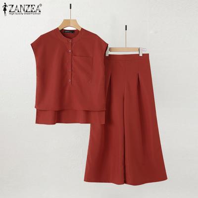 Women Blouse and Wide Leg Pants Casual Two Piece Suit Set