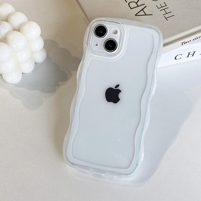 

Wave Edge Translucent Phone Case For IPhone 16 15 14 Pro Max 13 12 11 TPU Soft Back Cover For i16Pro
