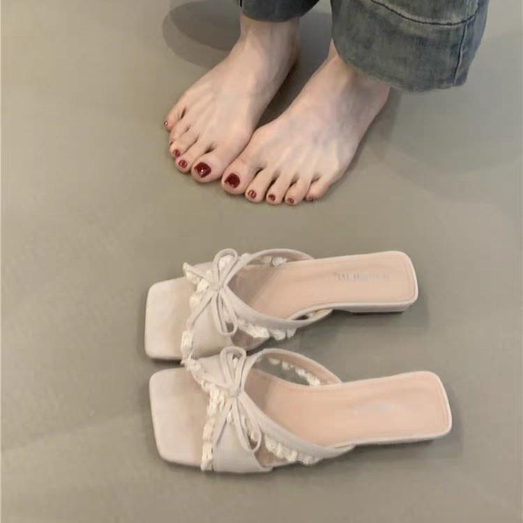 

Fairy cool slippers female summer sweet with skirt bow open toe with sandals 35