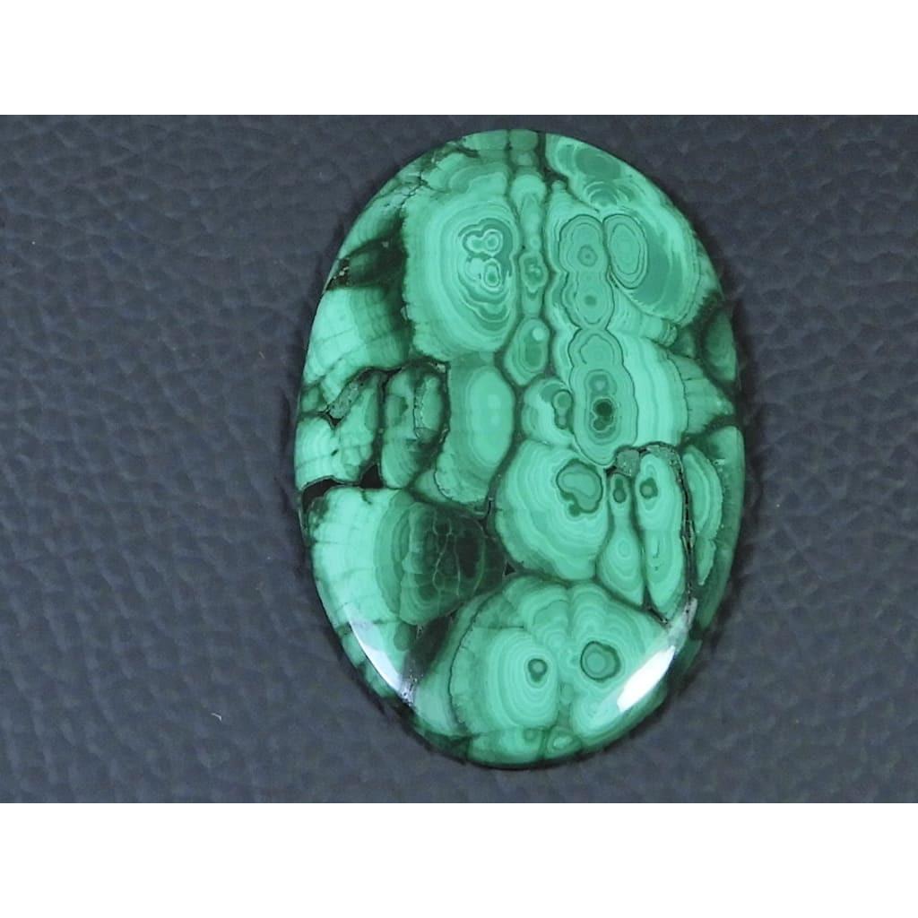 28X45X3MM Natural Malachite Flower Design Oval Cabochon Loose Gemstone 61Cts D-466
