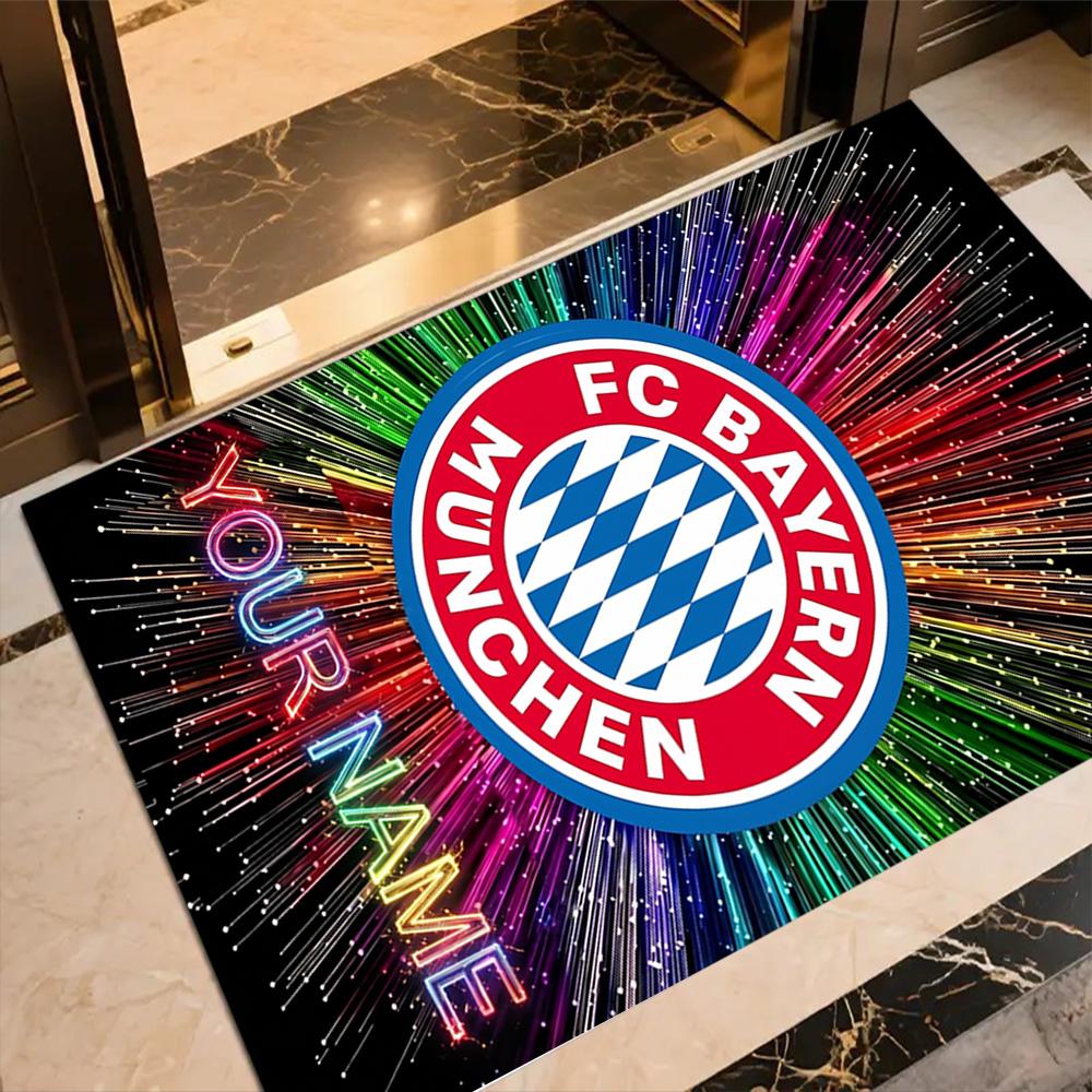 Bayern Munich Fan Gear Customize Your Name Floor Mat Suitable for Foyer Hallway Game Room Outdoor Antislip Carpet Anime Office Decor