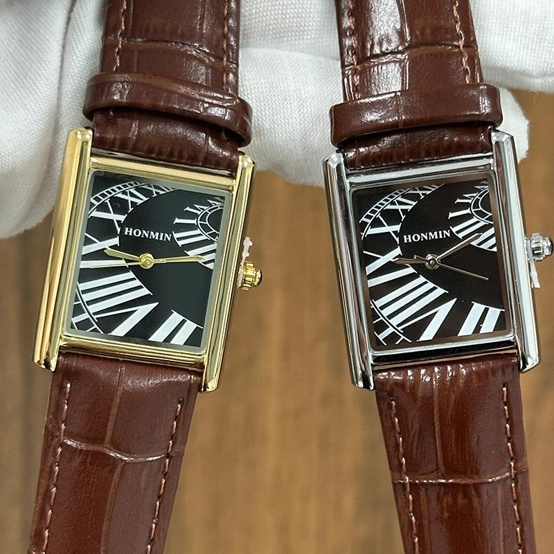 HONMIN Luxury Style Roman Dial Tank Ultra-Thin Rectangular Elegant Men's Quartz WaterProof Watch