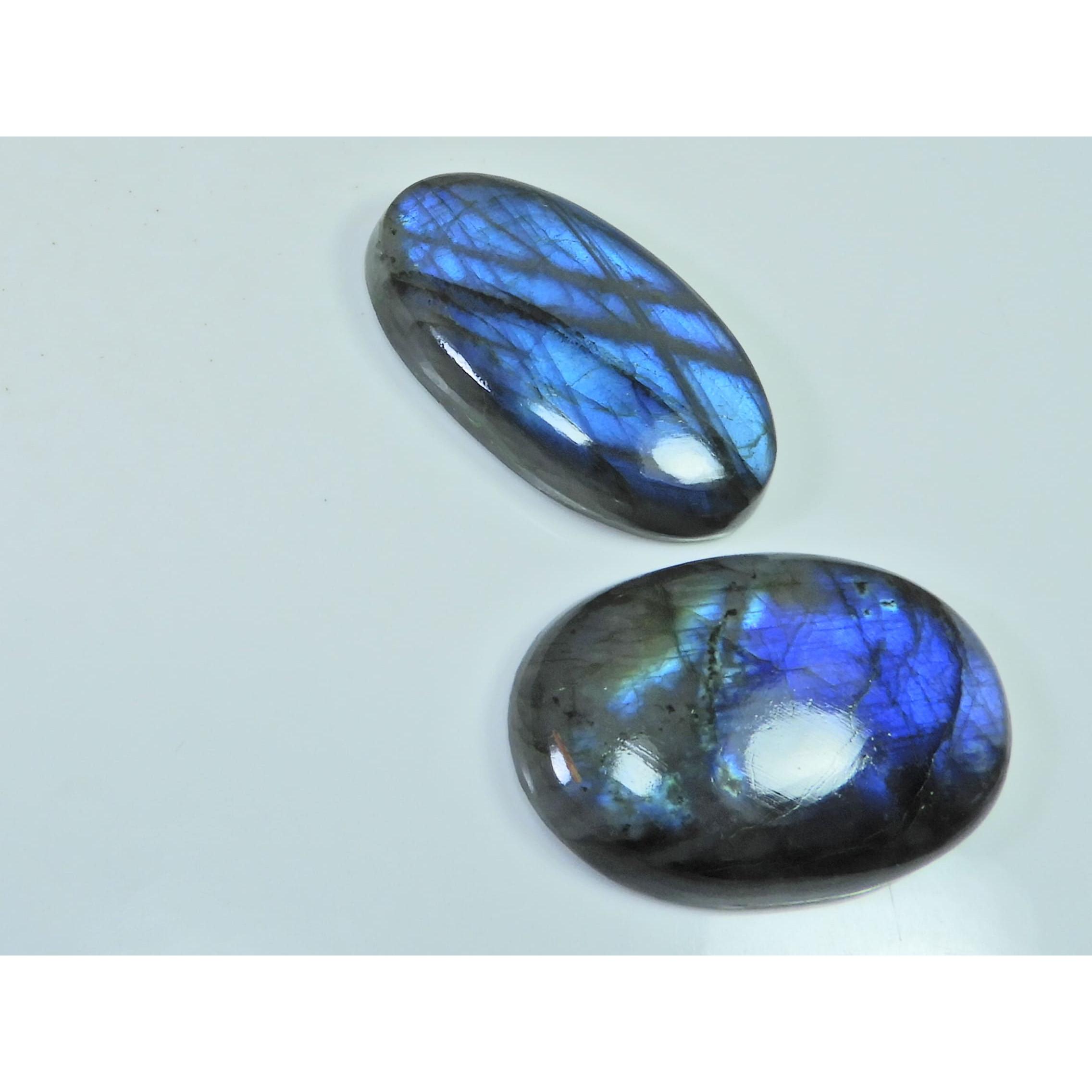 39-41 MM Natural Labradorite Multi Oval Cabochon Loose Gemstone 2 Pcs Lot D-226