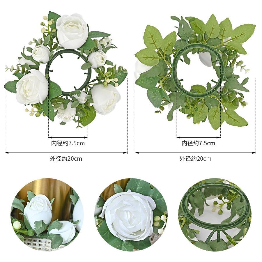Candle Wreath Peony Wreath Valentine'S Day Rose Table Party Decoration Candlestick Wreath