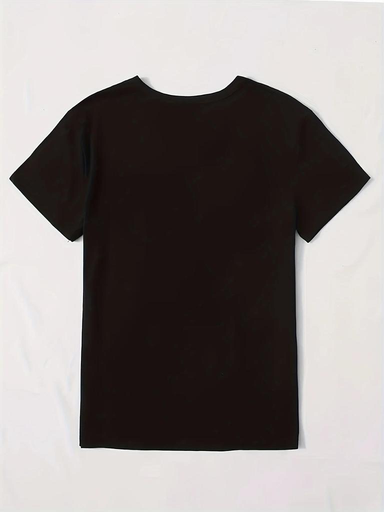 Short Sleeve Crown Letter Print Crew Neck T-Shirt for Spring & Summer Casual Women's Clothing