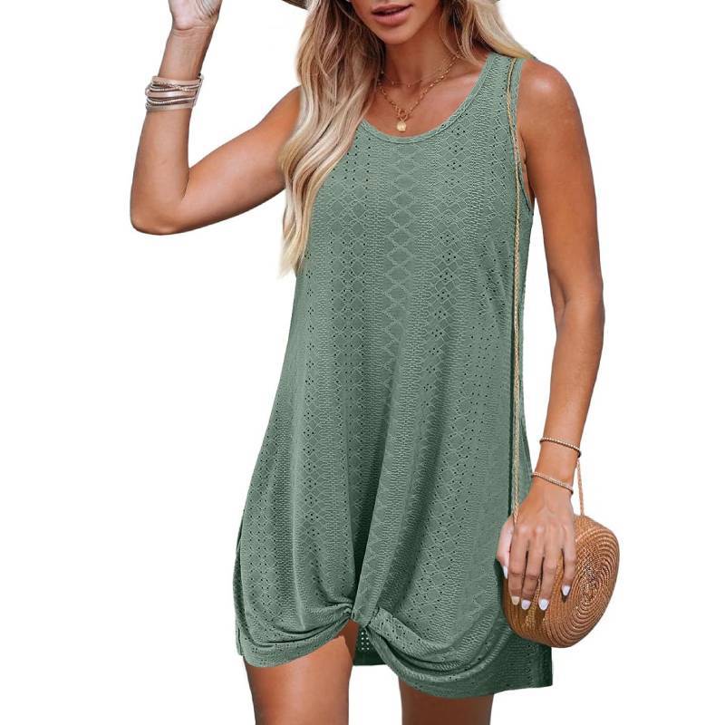 Polyester Splicing Aline Minikleid mit verdrehtem Knoten für den Sommer-Strandurlaub