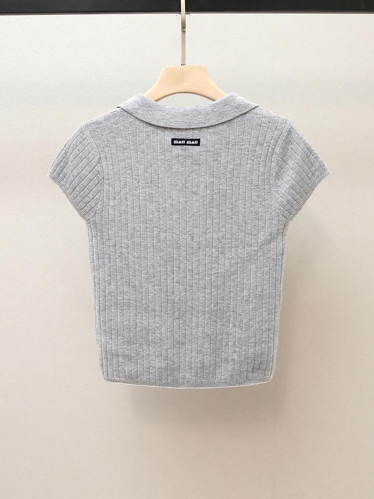 Nanyou Damen Minimalistischer Strickpullover mit Umlegekragen und kurzen Ärmeln - Herbst Neuankömmling, Vielseitiger Fake-Zweiteiler-Stil