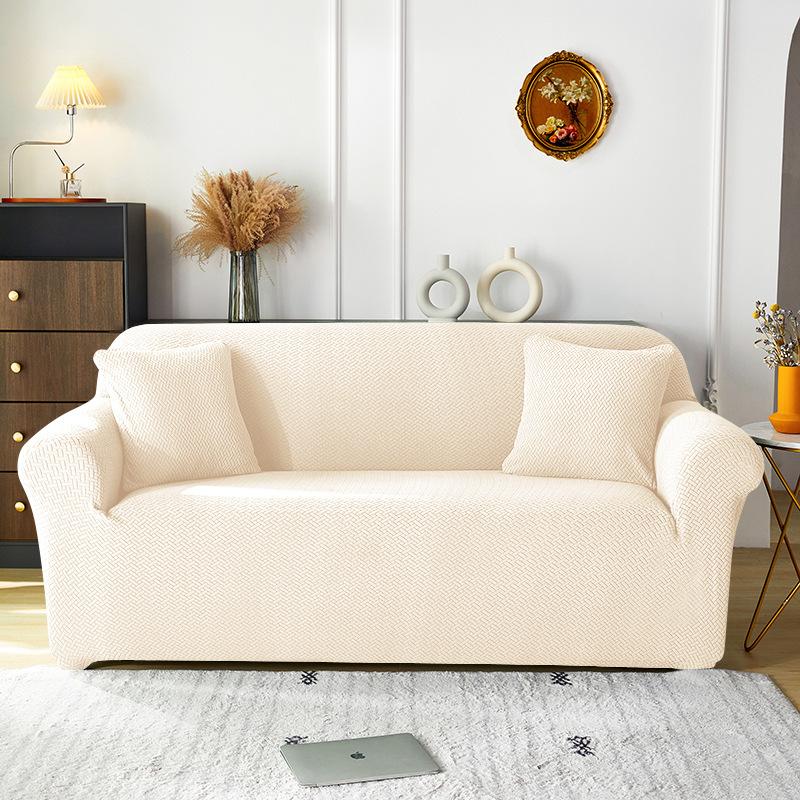 T-shaped Jacquard Sofa Cover Home Solid Color Non-slip Elastic Fleece Combination Pet Fabric Sofa Dust Cover