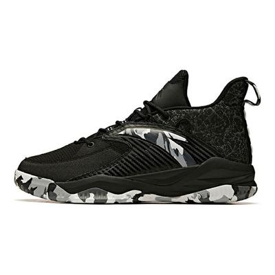 Shock Absorbing Wear Resistant Non Slip Mid Top Basketball Shoes Men Sneakers Black White Gray 112141148R-1