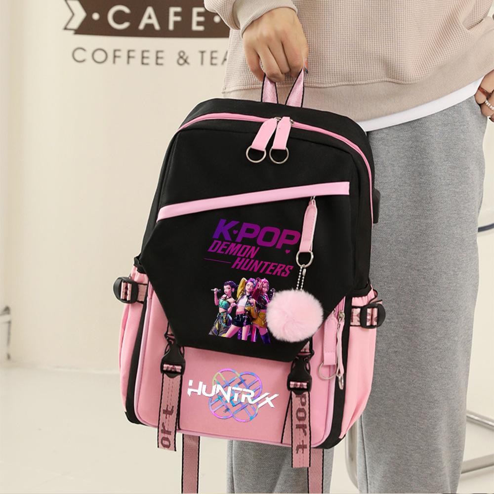 Uroczy plecak Kpop Demon Hunters z nadrukiem o dużej pojemności dla nastolatka, studenta, dziewczyny, chłopca, tornister, plecak na książki, prezent dla dziecka, kobiety, wodoodporna torba podróżna Mochila