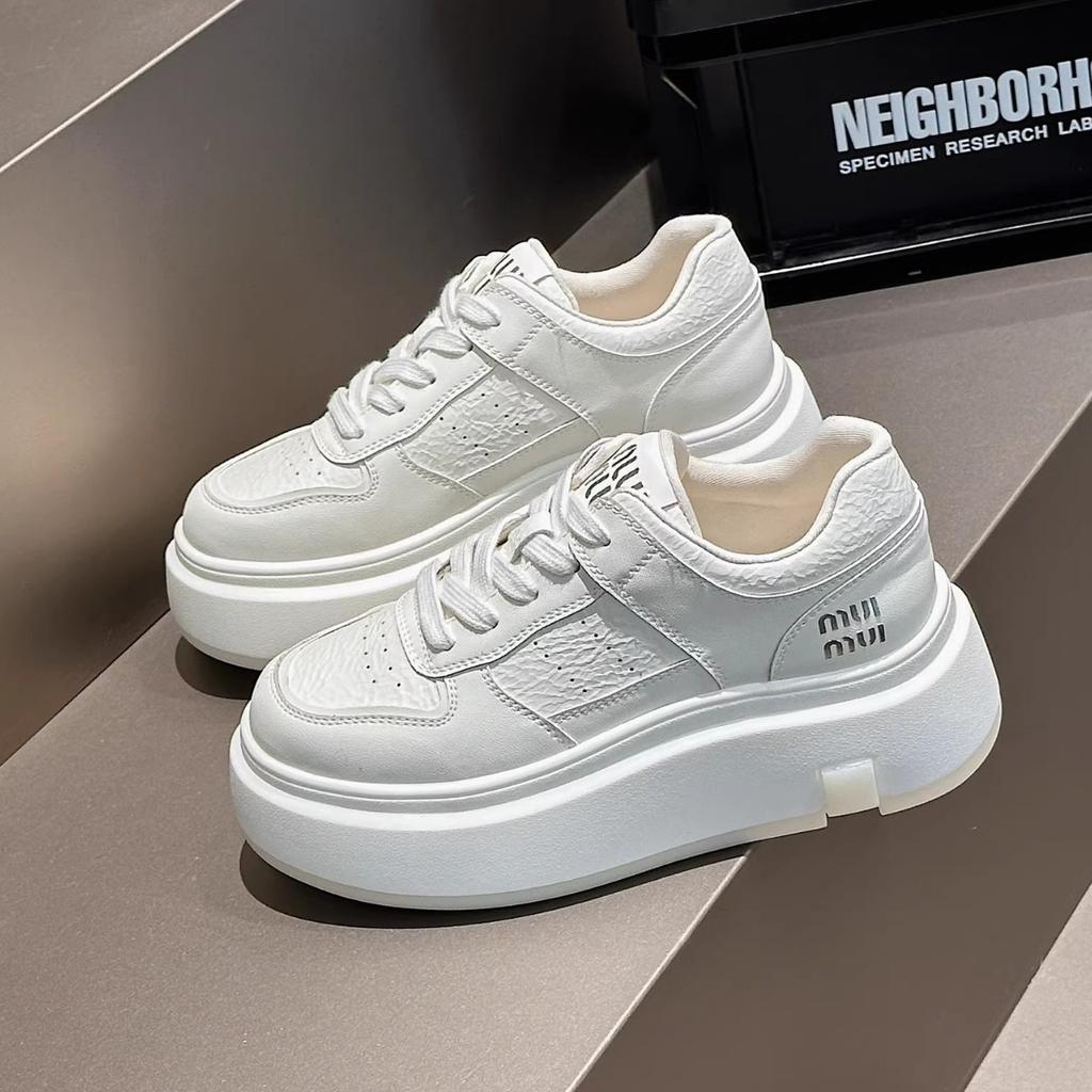 Little White Shoes Women's 2025 Autumn New Thick-soled Heightening Board Shoes Women's Versatile Flat-bottomed Breathable Casual Shoes