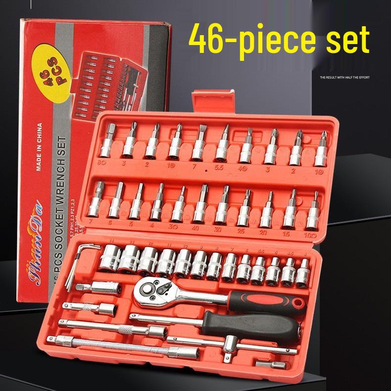 46-Piece Auto Repair Ratchet & Socket Wrench Set for Car & Home Use