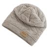 Unisex Beanie Hats for Men Women Outdoor Ski Sports Winter Hat Letter Label Decor Plush Fur Lined Warm Knitted Hat