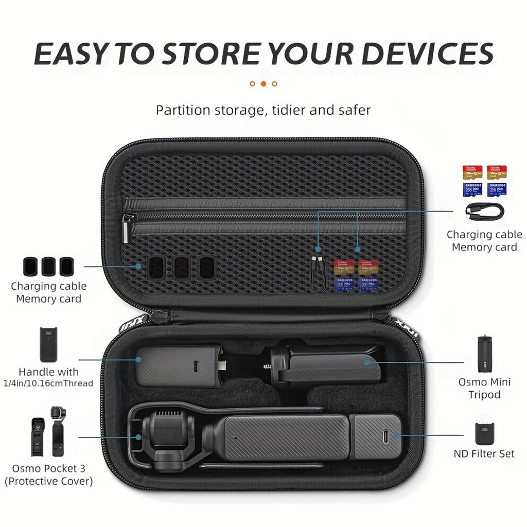 Storage Carrying Case for DJI OSMO Pocket 3 Waterproof Protective Carrying Case Handbag for DJI Osmo Pocket 3 Accessories