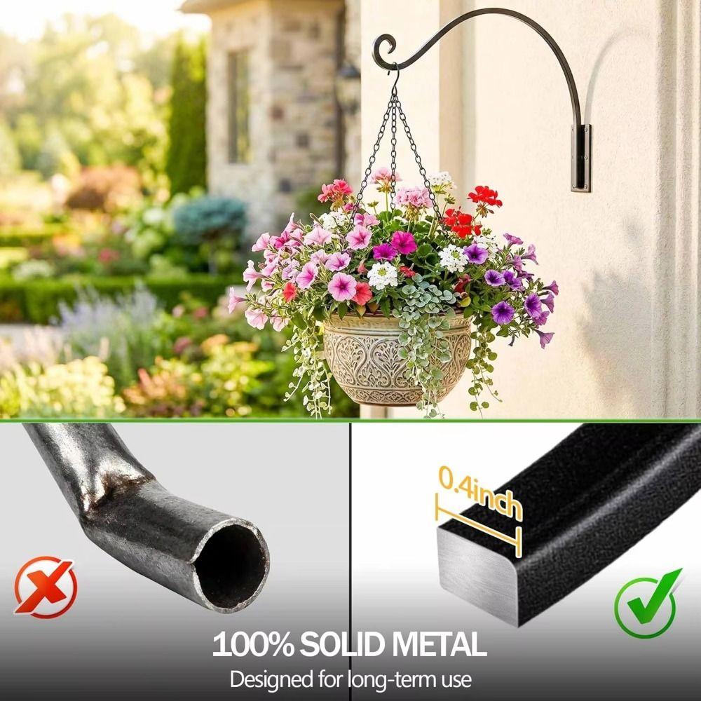 Iron Hanging Plant Hooks 16 Inch Wall Mount Hooks Hanging Bracket Plant Hanger Bracket Bird Feeder