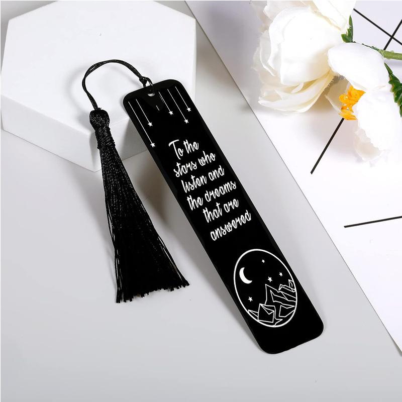 1pc Black Metal Bookmark with Tassel Pendant, Ideal Birthday & Christmas Gift for Novel Fans & Bookworms Reading Accessory