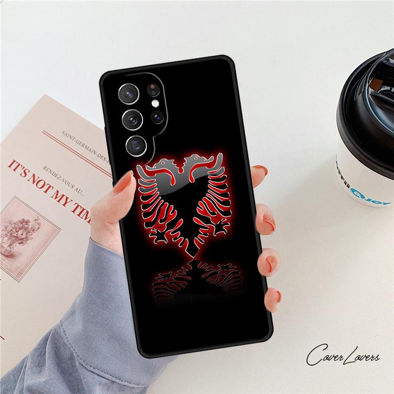 Albania Flag Eagle Phone Case For Samsung Galaxy S24 S25 S23 S22 Ultra Note 10 20 Plus S20 S21 FE Cover