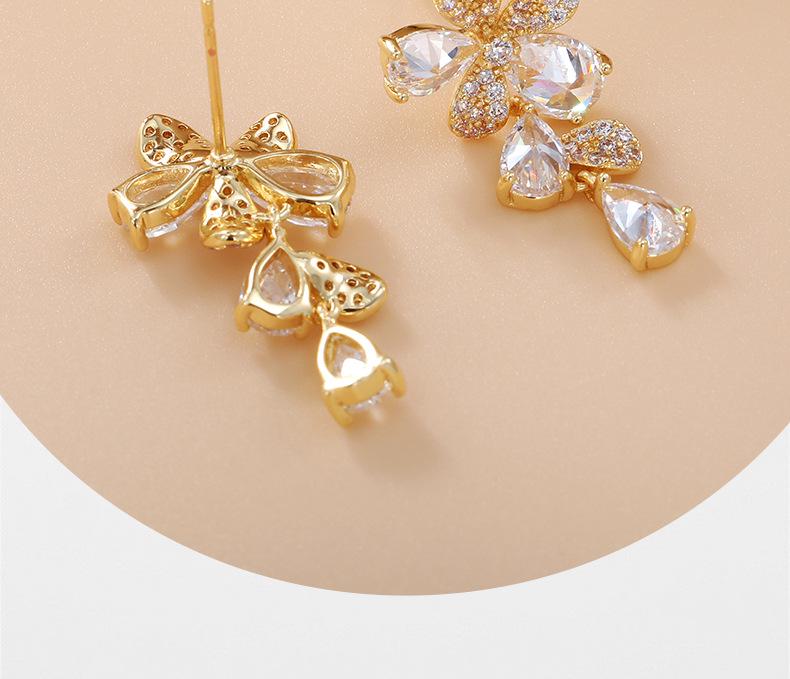 Boucles d'oreilles pendantes élégantes en Zircon AAA avec aiguille en cuivre