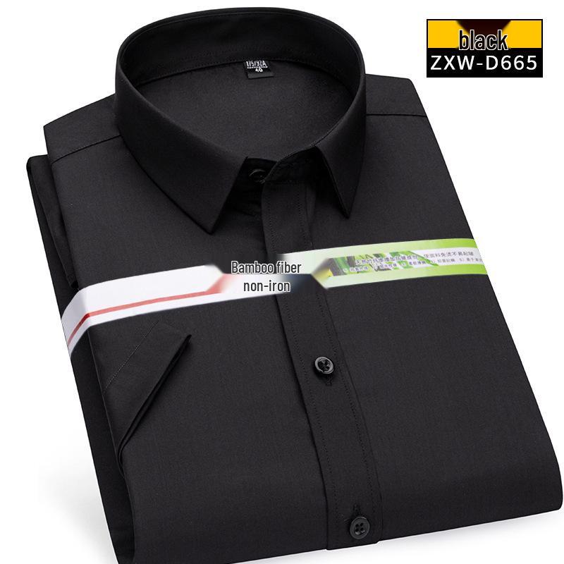 Men's Blue Short Sleeve Cotton Business Shirt - Formal Workwear