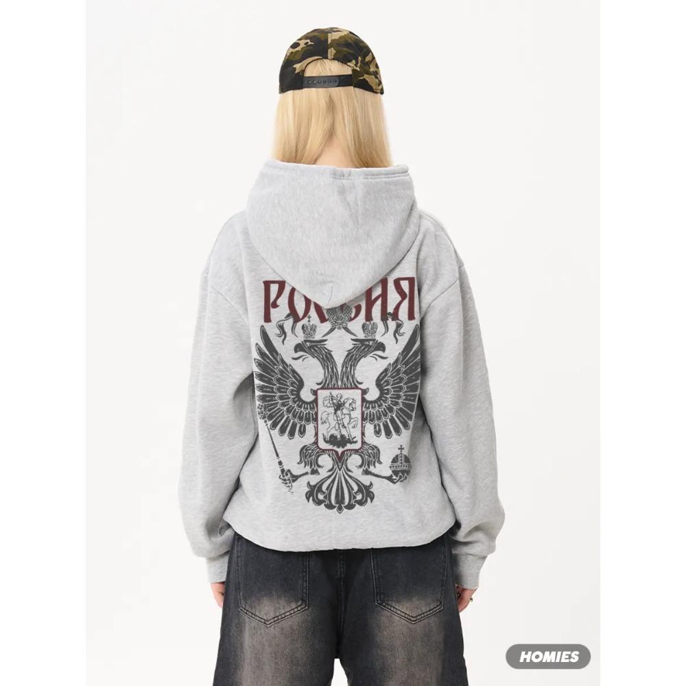 American Style Personalized Pattern Printed Men's and Women's Zipper Hoodie, Loose and Casual Zipper Sweater